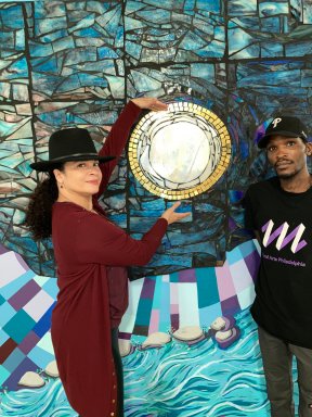 Ellen Tiberino and Alvin Tull before Opposing Forces PHOTO A.D. Amorosi