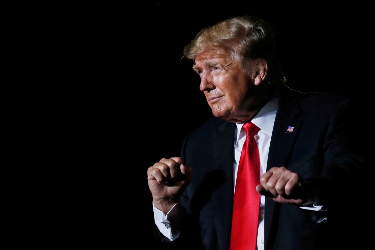 FILE PHOTO: Former U.S. President Trump holds rally in Iowa