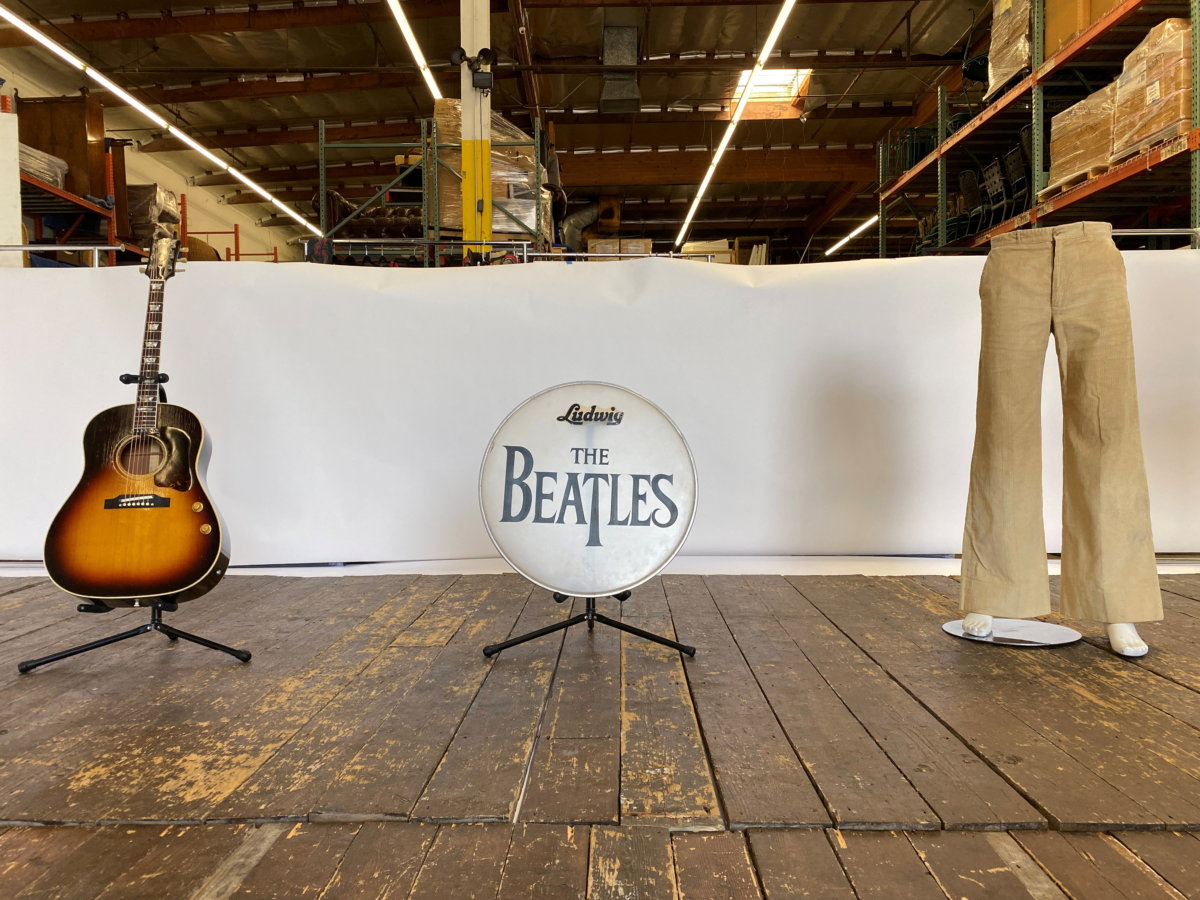 FILE PHOTO: A sheet of paper with partial “Hey Jude” lyrics, written by Paul McCartney for a recording session in 1968, is displayed in a Julien’s Auctions warehouse in Torrence, California