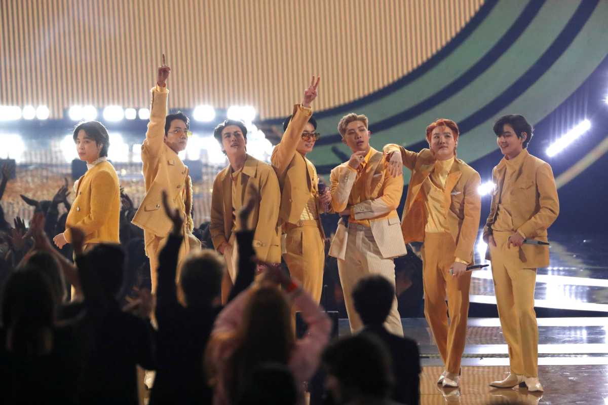FILE PHOTO: BTS performs during the 49th Annual American Music Awards at Microsoft Theatre in Los Angeles