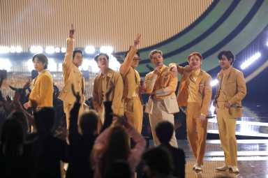 FILE PHOTO: BTS performs during the 49th Annual American Music Awards at Microsoft Theatre in Los Angeles
