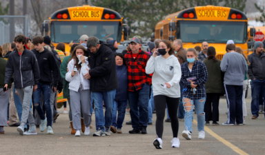 Parents leave with students after Oxford High School Shooting