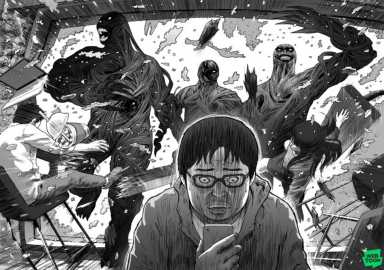 A handout shows a scene of the webtoon ‘Hellbound’ that was adopted to a popular new Netflix series “Hellbound’