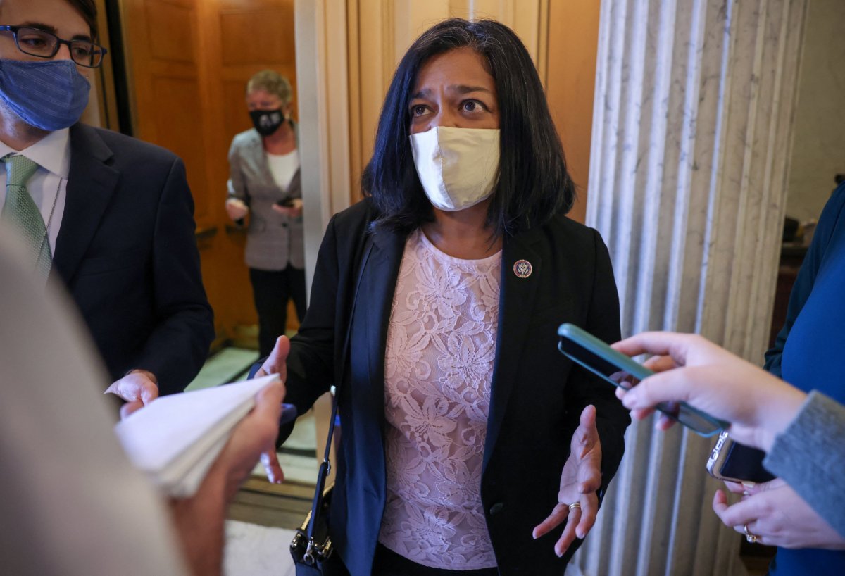 U.S. Representative Pramila Jayapal leaves the United States Capitol