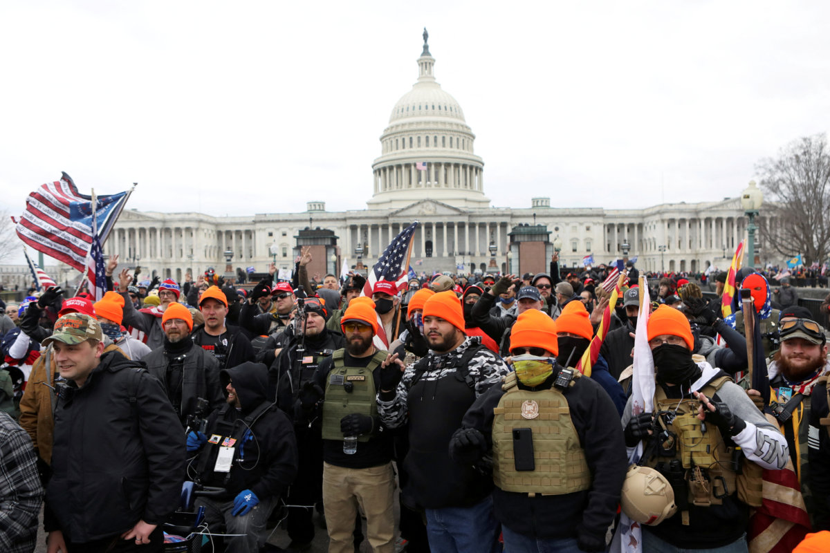 FILE PHOTO: Supporters of U.S. President Donald Trump gather in Washington