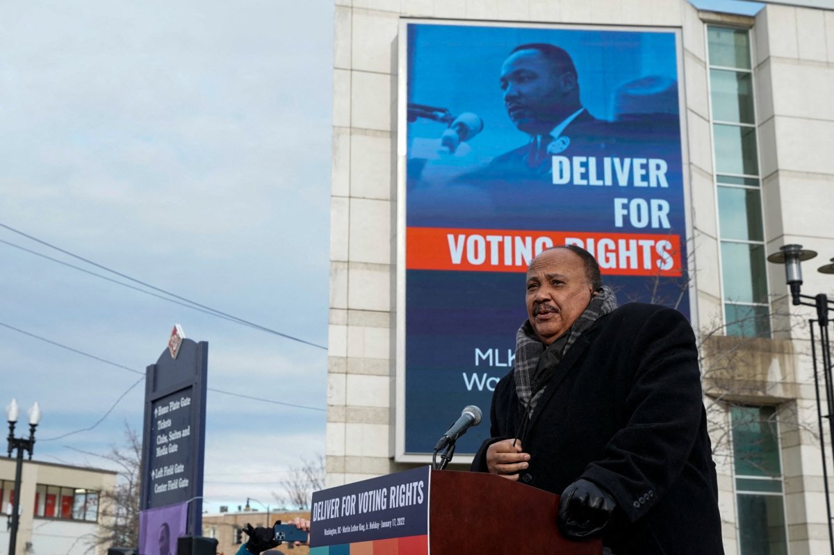 U.S. civil rights activists hold a Peace Walk on the Frederick Douglass Memorial Bridge, in Washington