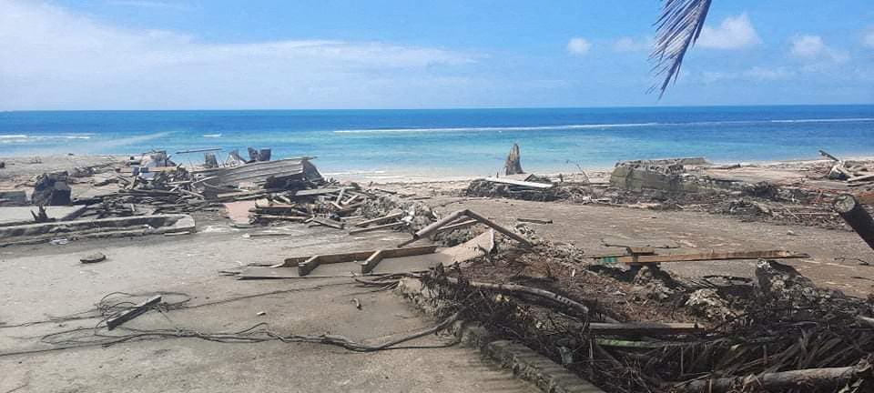 A view of a beach and debris following volcanic eruption and tsunami, in Nuku’alofa, Tonga