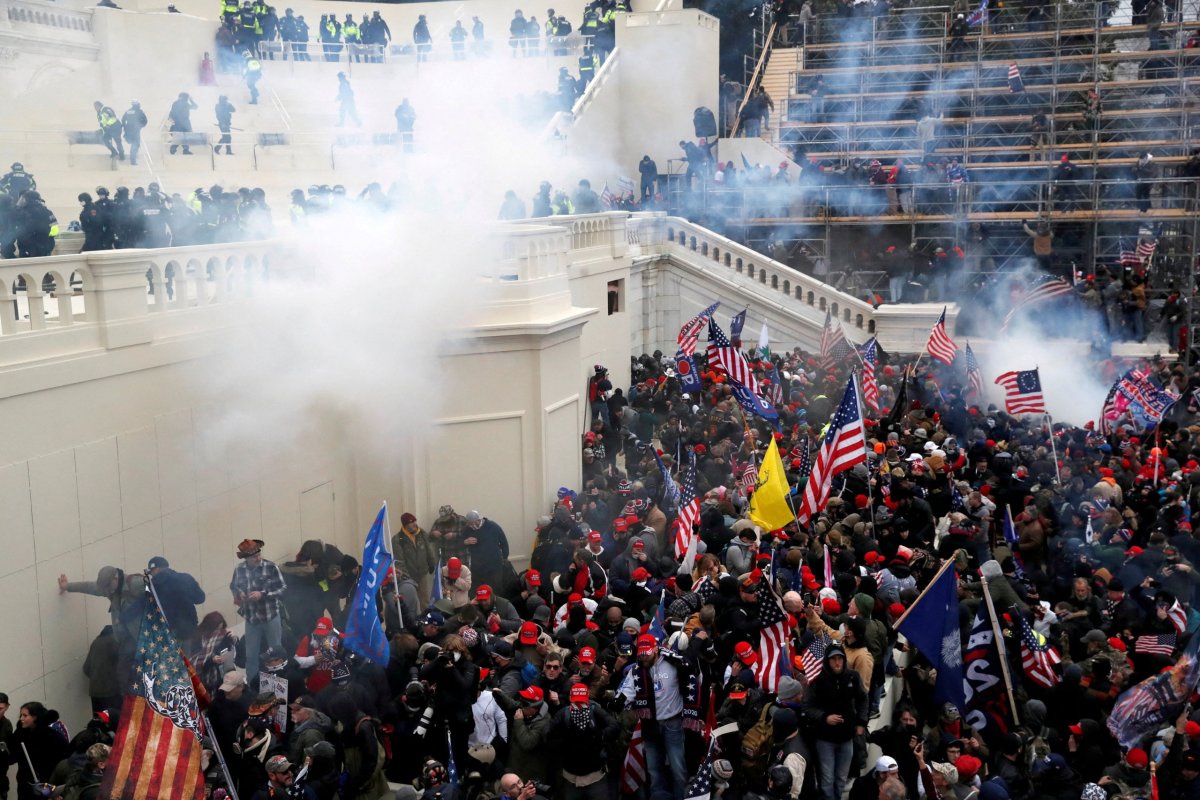 FILE PHOTO: Supporters of U.S. President Donald Trump gather in Washington