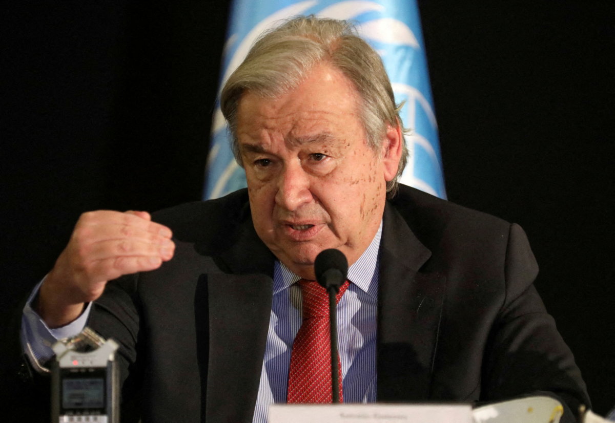 FILE PHOTO: UN Secretary-General Antonio Guterres attends news conference at the end of his visit to Lebanon