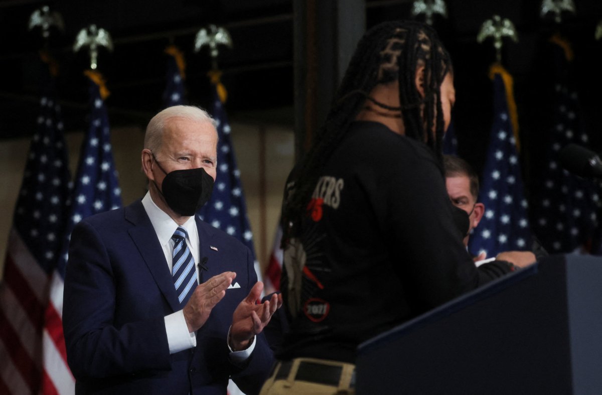 U.S. President Joe Biden visits Ironworkers Local 5 in Upper Marlboro, Maryland