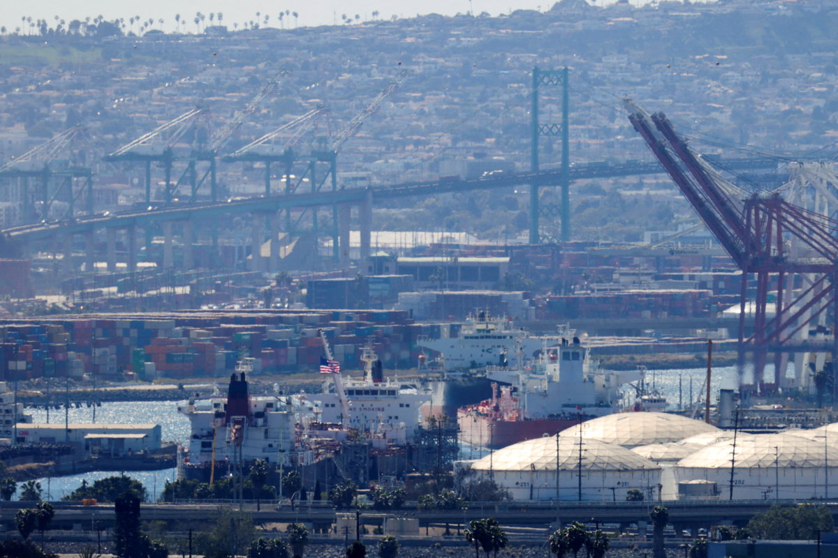 Crude tankers at the Port of Long Beach in California