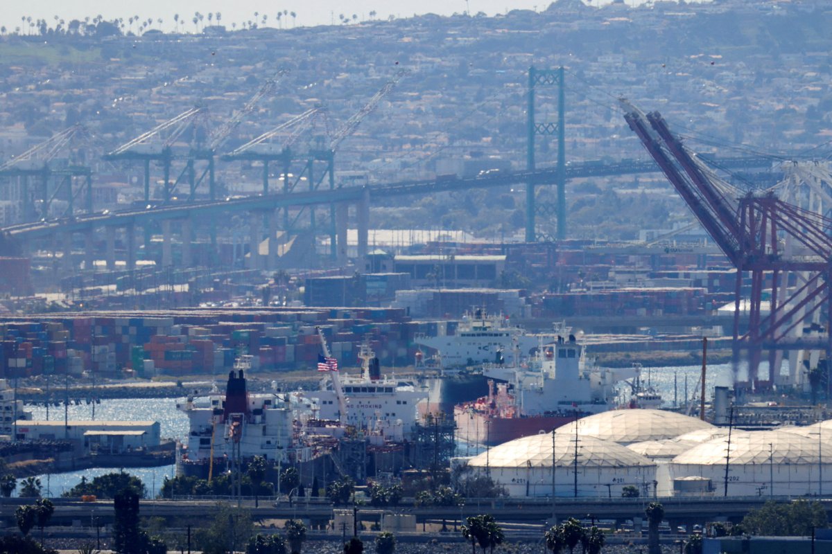 Crude tankers at the Port of Long Beach in California