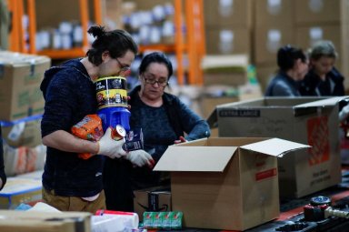 FILE PHOTO: Humanitarian aid donations for Ukraine prepared in New Jersey