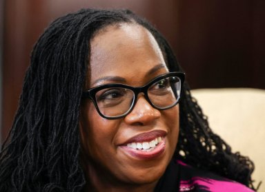 FILE PHOTO: U.S. Supreme Court nominee and federal appeals court Judge Ketanji Brown Jackson meets with U.S. senators on Capitol Hill in Washington