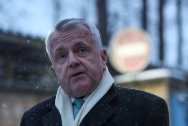FILE PHOTO: U.S. ambassador to Russia John Sullivan speaks with journalists in Moscow