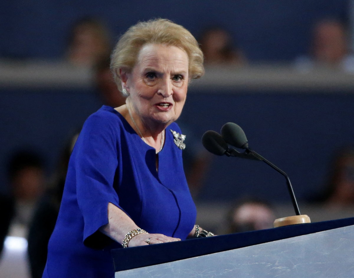 FILE PHOTO: Former Secretary of State Madeline Albright speaks at the Democratic National Convention in Philadelphia, Pennsylvania