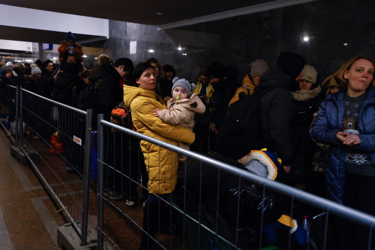 FILE PHOTO: People fleeing Russia’s invasion of Ukraine, in Lviv