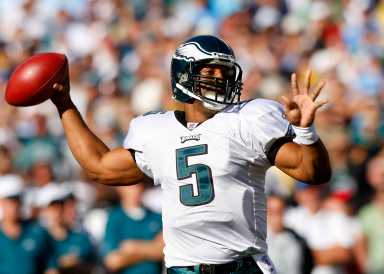 Philadelphia Eagles quarterback Donovan McNabb passes against the San Diego Chargers during their NFL football game in San Diego