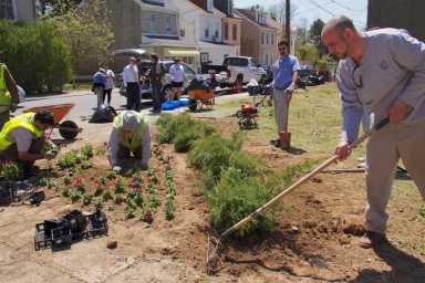 Volunteer clean up of urban blight