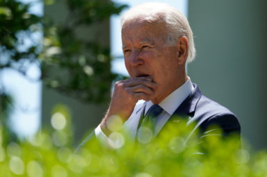 FILE PHOTO: U.S. President Biden speaks about expanding high-speed internet access, during Rose Garden event at the White House in Washington
