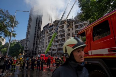 Firefighters in Kyiv, Ukraine