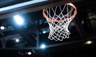 Basketball hoop isolated on black background. Professional sport concept