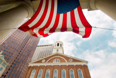 Faneuil Hall and American Flag