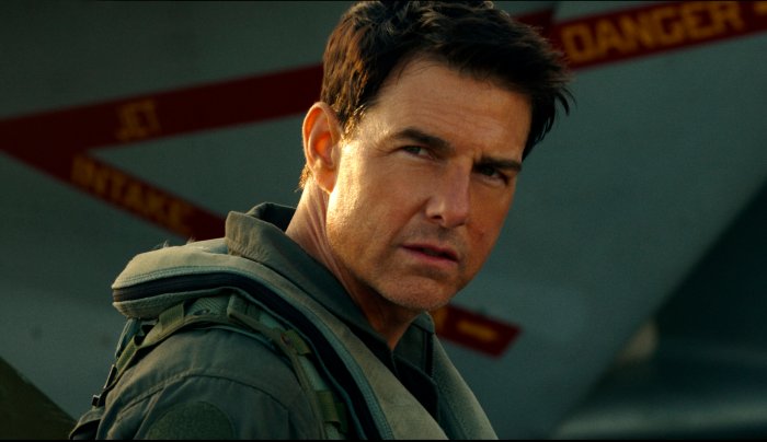 This image released by Paramount Pictures shows Tom Cruise as Capt. Pete "Maverick" Mitchell in the Hollywood film "Top Gun: Maverick."
