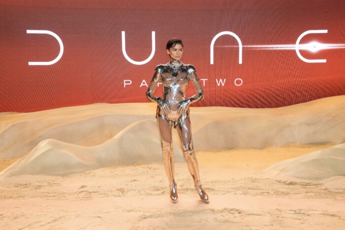 Zendaya poses for photographers upon arrival at the World premiere of the film 'Dune: Part Two' on Thursday, Feb. 15, 2024 in London.