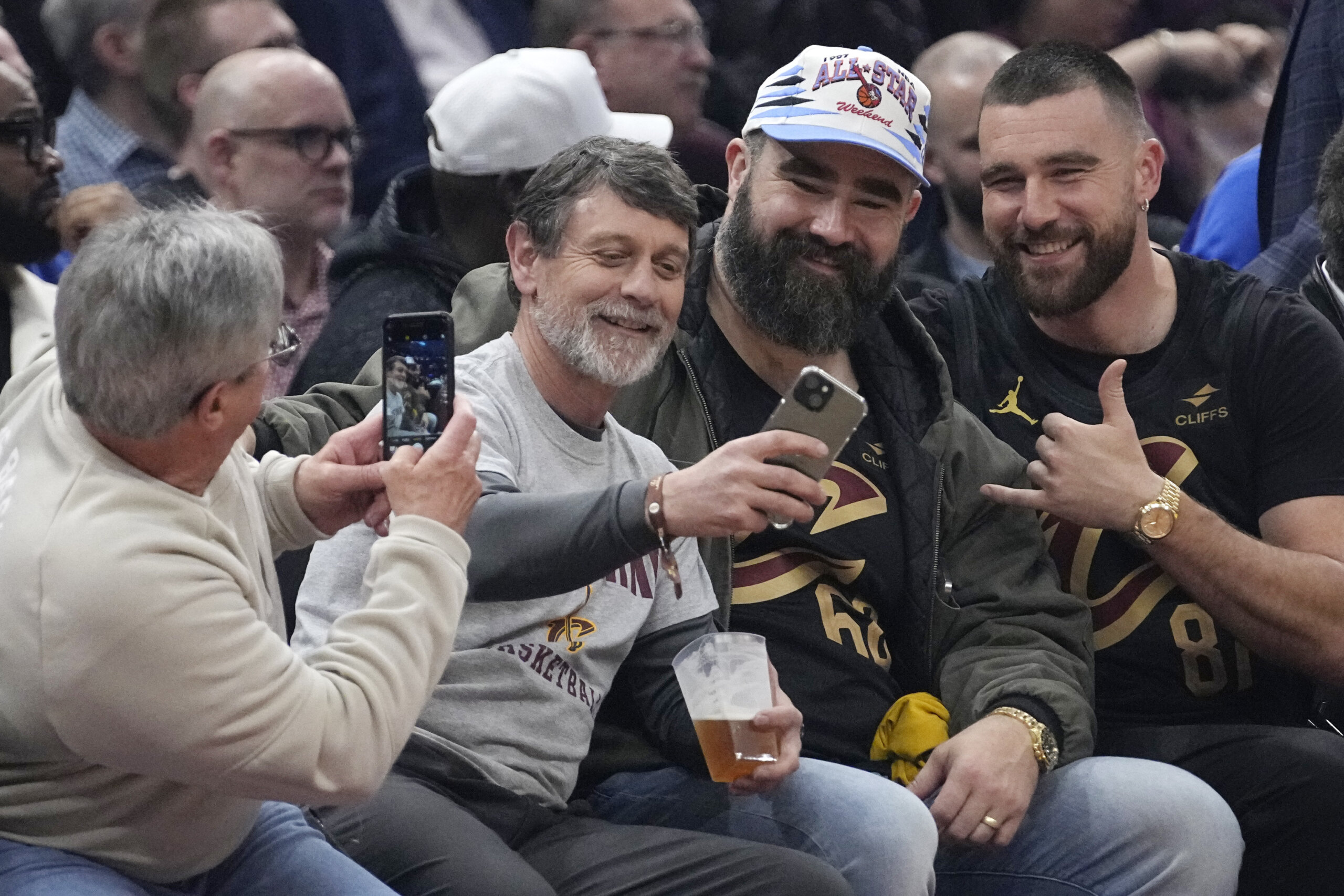 Travis and Jason Kelce attend bobblehead giveaway, cheer on Cavs to  stunning win over Celtics